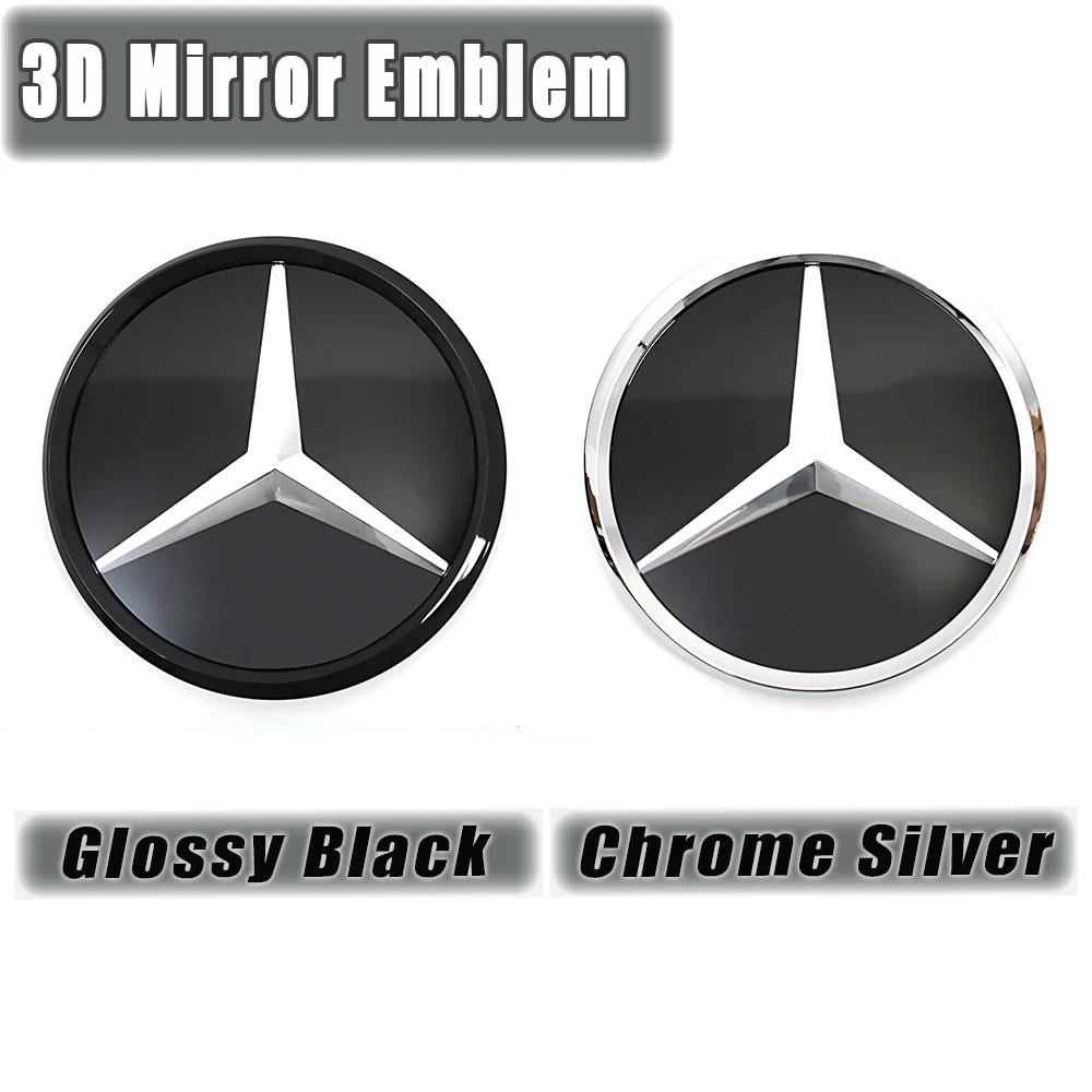 Calandre avant 3D Miroir Étoile Emblème Logo Noir Brillant et Argent Chrome Pour Mercedes Benz Classe E W213 2016-2020 E200 E2
