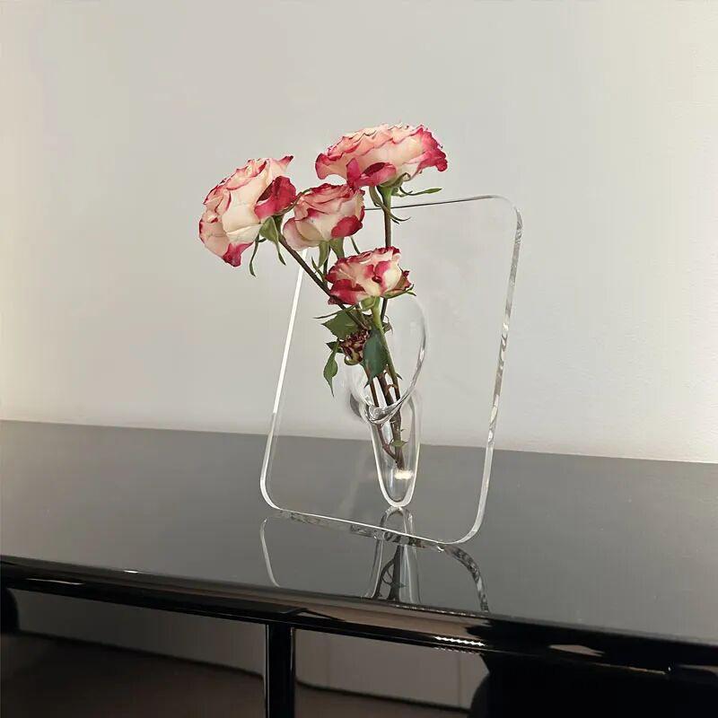 Minimalism Transparent Vase Flowers Pots Desk Decoration Flower Arrangement Geometry Square Floral Vases Room Aesthetic Decor