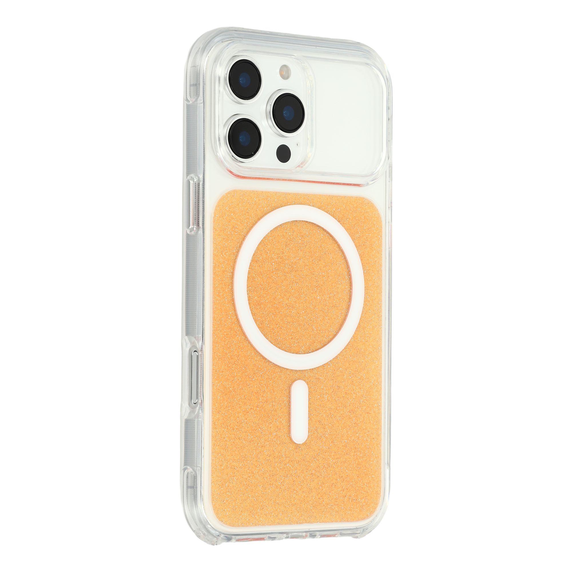 

For iPhone 16 Pro Max Case Compatible with MagSafe Clear Glitter Shockproof TPU Acrylic Phone Cover