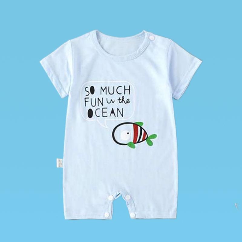 Baby Short-Sleeve Hooded Romper for Summer Outdoors