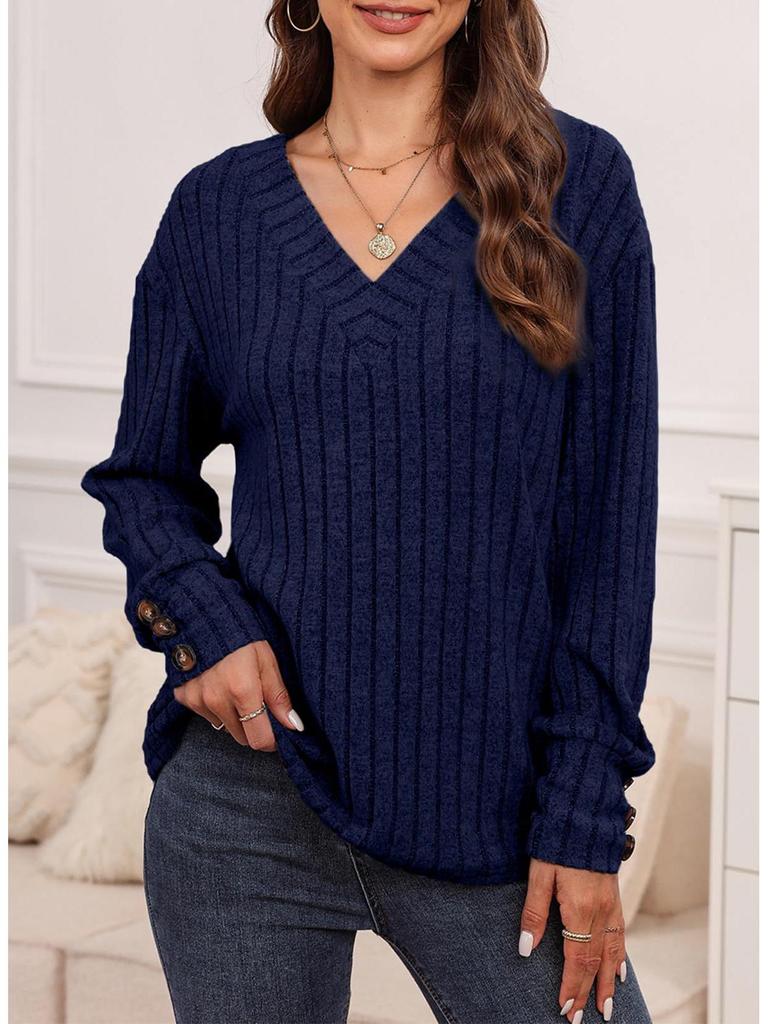 European-American Women's V-Neck Long Sleeve Button Shirt - New Fall/Winter 2025 Collection