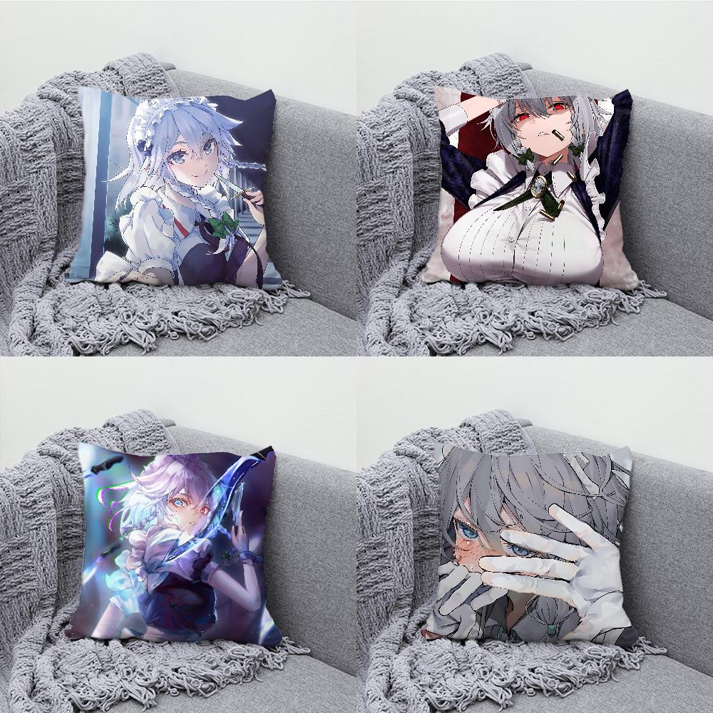 Sakuya Izayoi Touhou Project Pillow Case Soft Cushion Cases for Farmhouse Sofa Decor Home Decorations and Protector Pillow Case