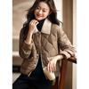 Contrast Collar Quilted Big Pocket Cotton-padded Jacket Women's Winter New Leisure Quilted Padded Warm Color Matching Lapel Cotton.