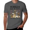 Humor Dogs Make Me Happy Huunisexs Make My Head Hurt Tshirt Big Size Short Sleeve Casual Top