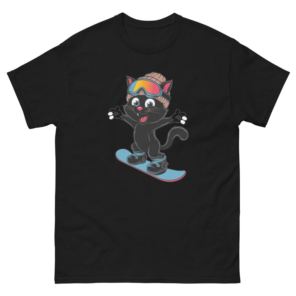 Black Cat Snowboarding Fun Snowboarder T-Shirt