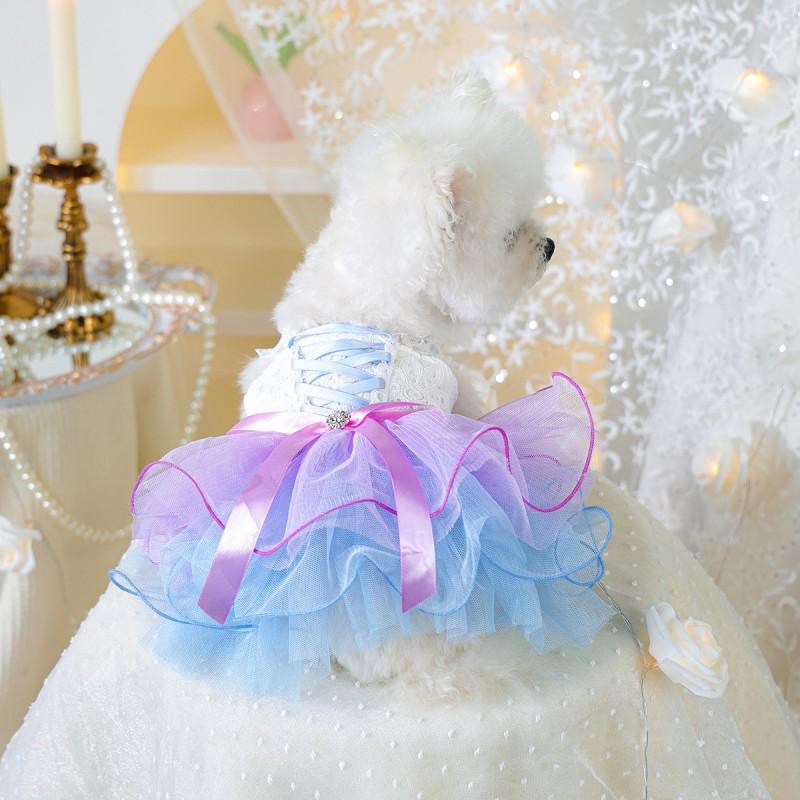 PETCIRCLE Pet Dress Set Dog Cat Starry Dreamy Tulle Skirt Veil Combo