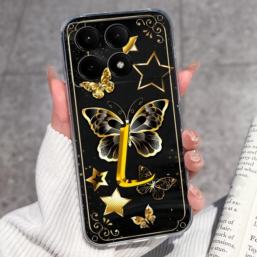 Casing For Redmi K70 K80 K60 K50 K40 K30 K20 Pro K70e K60e K90 Pro Max Phone Case Premium Letters Pattern Transparent TPU Back Cover For Redmi Housing
