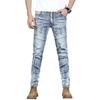 2024 New Motorcycle Jeans Men'S Trendy Brand Slim Fit Small Straight Tube High-End Elastic Pants With Cool Splicing