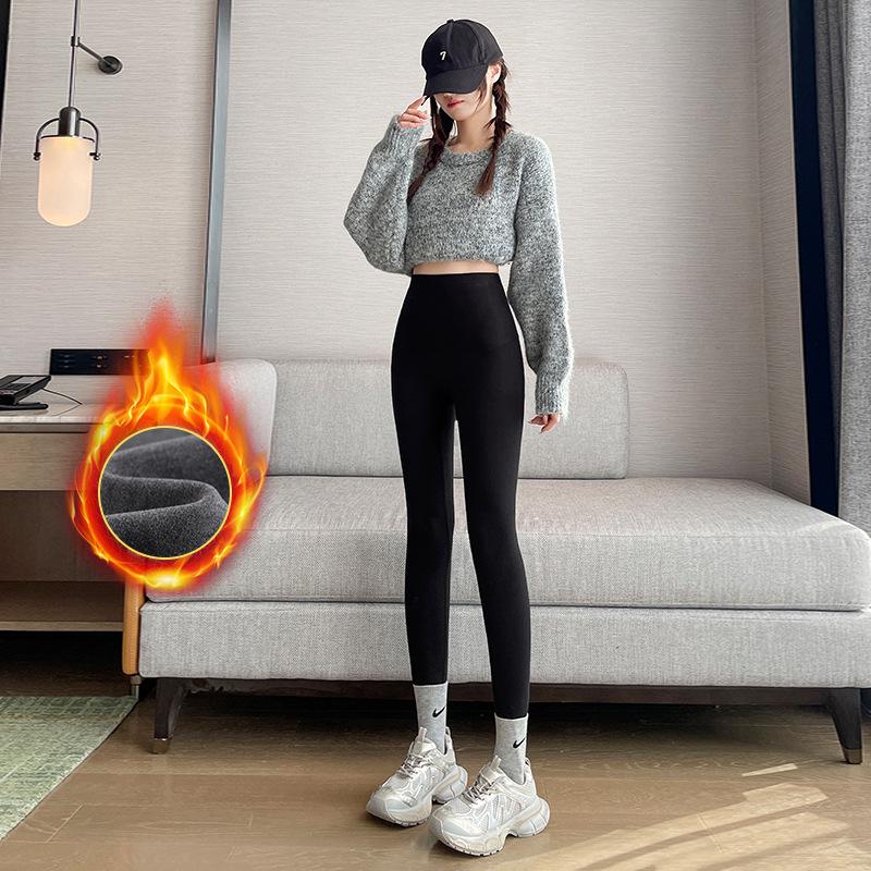 Damen Winter 2025 High Waist Bauchkontrolle Samt Verdickt Schlankmachende Hose - Vertikale Streifen, Hohe Elastizität