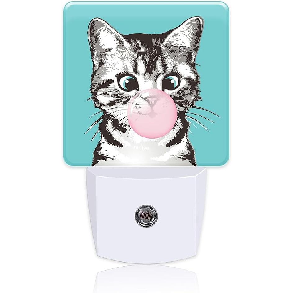 Easter Eggs Bunny Leaves Plug in Night Lights,Watercolor Cute Rabbit Night Light Plug into Wall with Dusk to Dawn Sensor Decor for Women Men