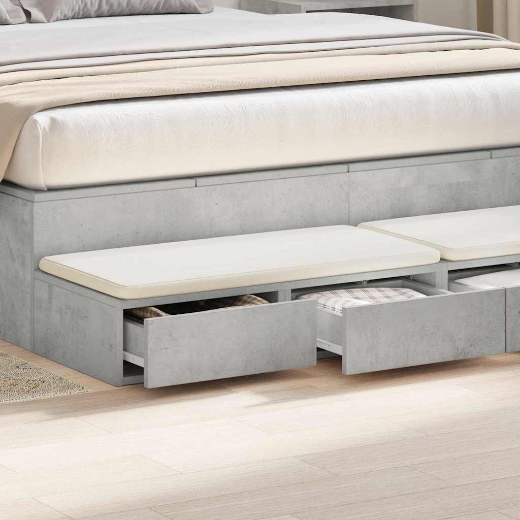 Bed Drawers Concrete Grey 150 X 36.5 X 16.5 Cm Engineered Wood