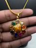 Handcrafted Navratna Pendant, Handcrafted Unique Navratna Pendant with Central Yellow Gemstone, Elegant Style Jewelry Perfect for Daily Wear