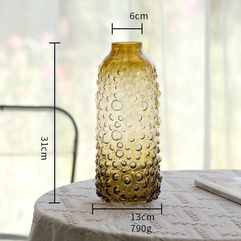 Bubble Patterned Belly Glass Vase Accessories Home Room Dining Table Flower Arrangement Decoration Homestay Villa Desk Ornaments