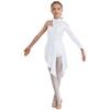 Child Girls Lyrical Dance Dress Ballroom Dancing Costumes Gymnastics Leotard with Asymmetrical Skirt for Figure Skating Dance Wear