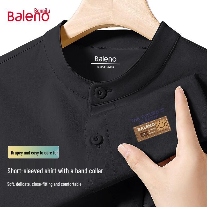 Baleno Men s Henry Collar Short Sleeve Casual Shirt 2XL