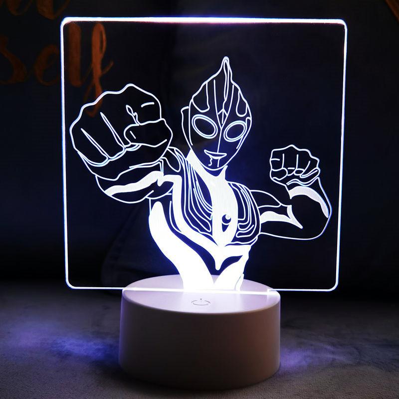 Led Cartoon Ultraman Bedroom Sleep Bed 3d Creative Desk Lamp Usb Straight Insert