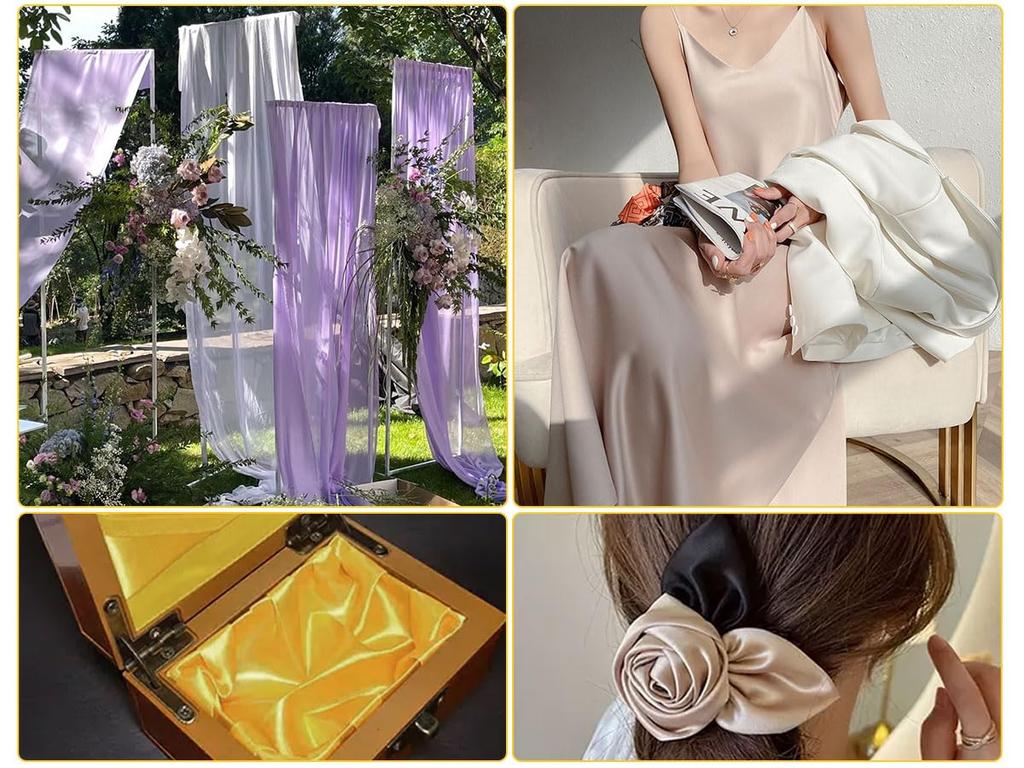 DERAYEE Satin Woven 142cm X 200cm Soft To the Available In 20 Perfect for DIY Sewing and Gifts Silk-Like Fabric, Fabric, Shiny, Approx. Cut, Touch,