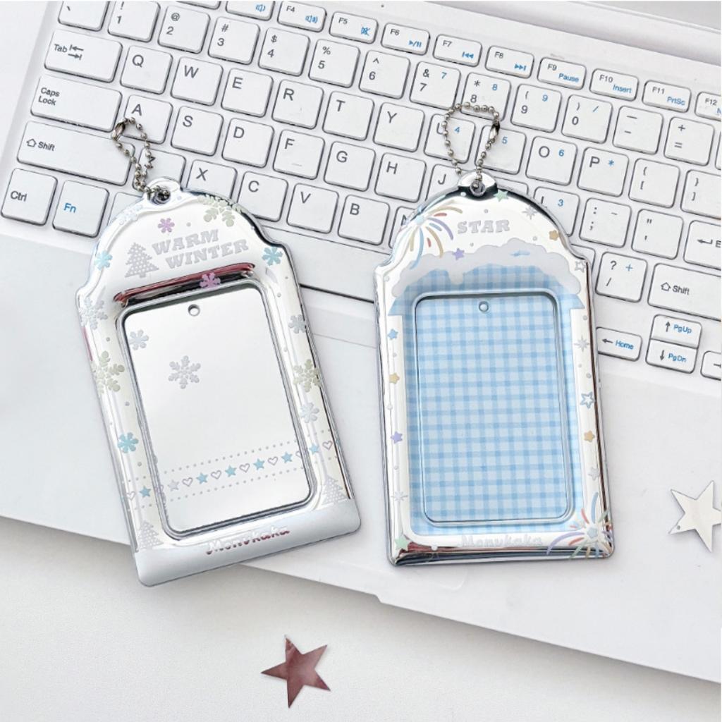 Photo Card Storage Sleeve Metallic Card Protector Silver Snowflake Card Holder Dust-Resistant For K-Pop Merchandise Fans