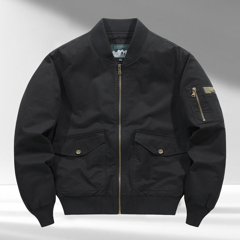 Thermische Jacke für junge und mittelalte Baumwolle, lässig, locker, mit Reißverschluss, Fliegerjacke
