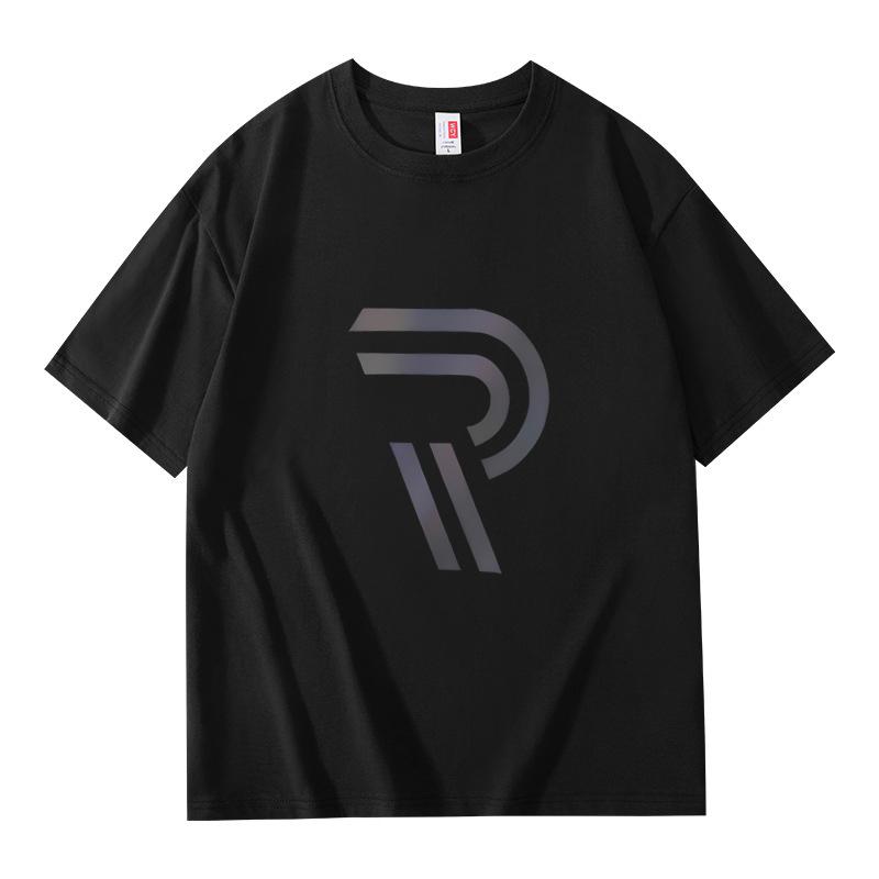 Mens Oversized 100%Cotton R Graphic Print Short Sleeve Summer Streetwear Casual T Shirt