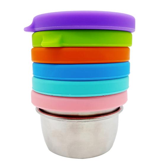 50ml Sauce Container Leakproof Reusable Pack Sauces Stainless Steel Dipping Sauce Cup with Silicone Lid for Lunch Box