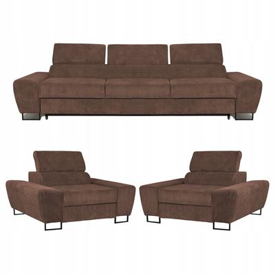 Savio Living Room Lounge Set 3-seater Sofa Armchairs Brown Family Furniture