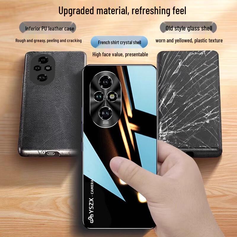 Honor 200 Pro Glas Handyhülle: Galvanisiert, Sturzsicher, Rutschfest, Vollständige Objektivabdeckung