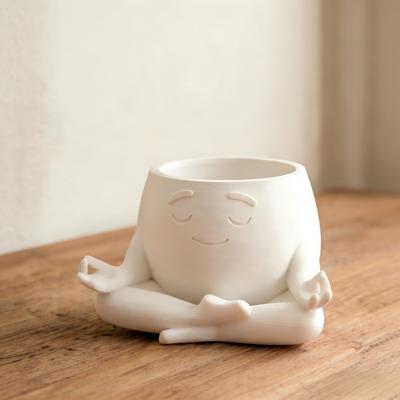 3D Printed Yoga Face Planter White Succulent Pot, Home And Office Desktop Decor Ideal Gift for Plant Lovers