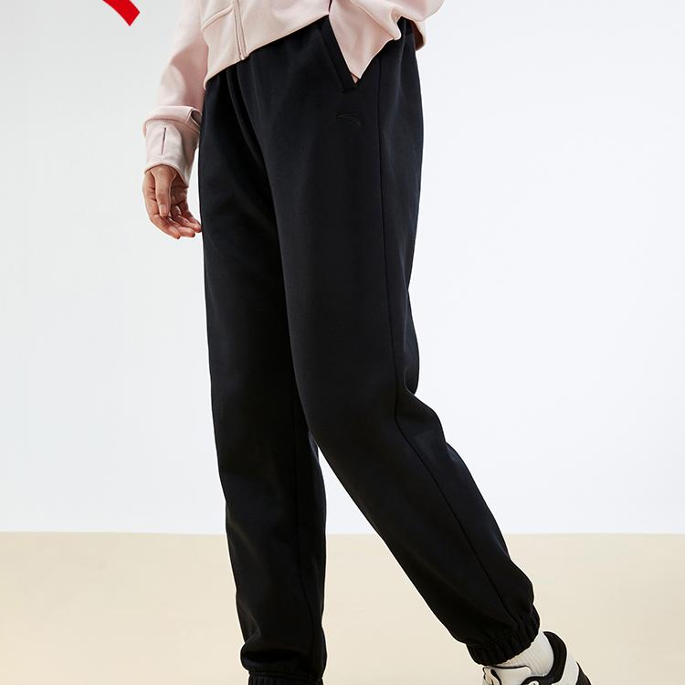 Anta High Waist Loose Breathable Casual Pants Women Bottoms Black 962517310S-1