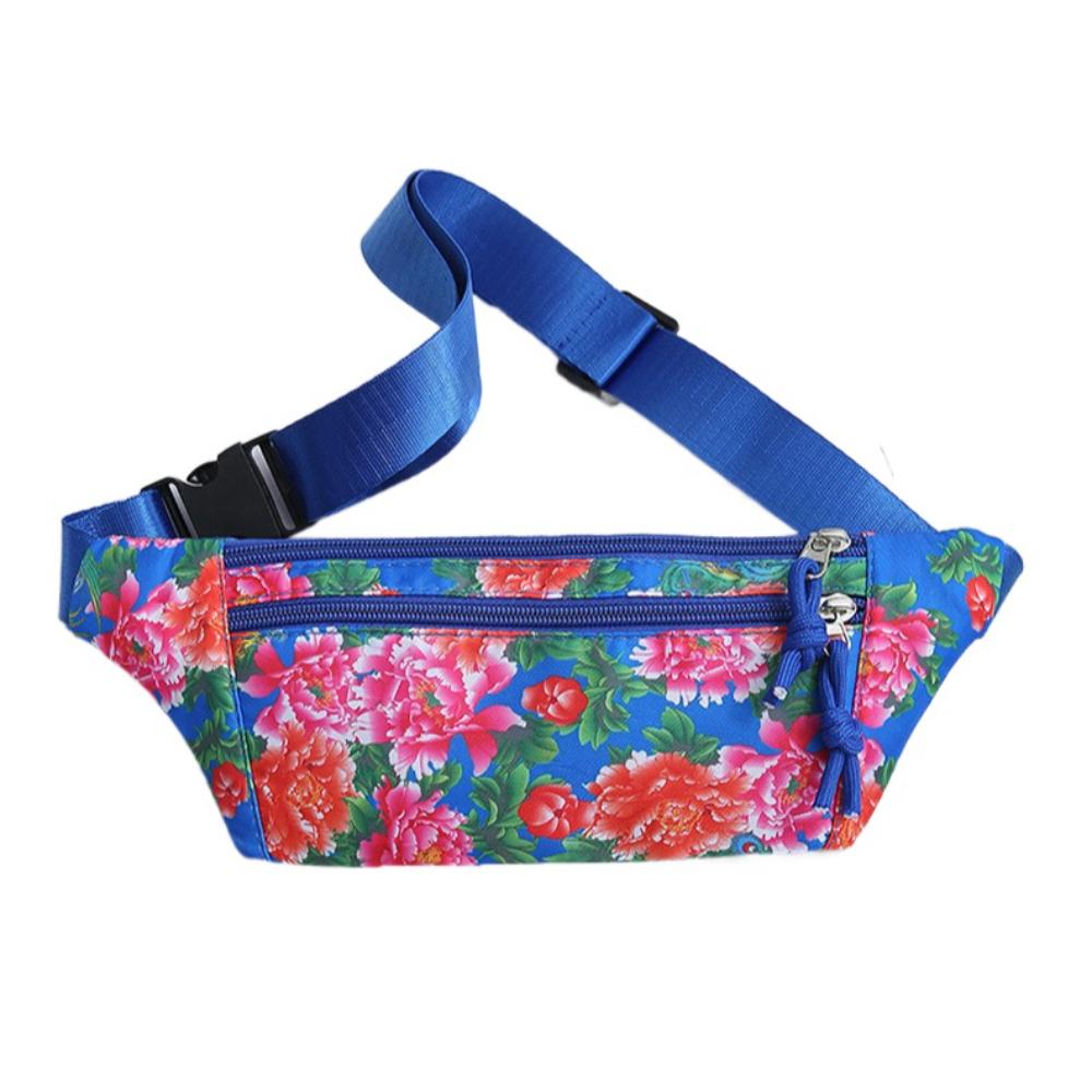 

Нейлоновая сумка через плечо, двухслойная, цветочная, наплечная сумка в стиле ретро, универсальная, нагрудная сумка для бега синий