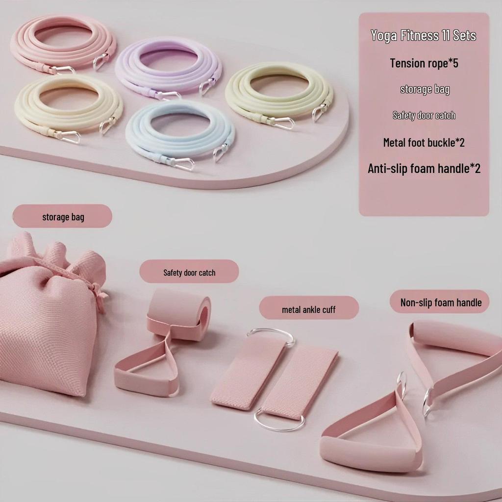 Set de Barra de Pilates de 12 Piezas para Entrenamiento Fitness y Yoga Multifuncional en Casa