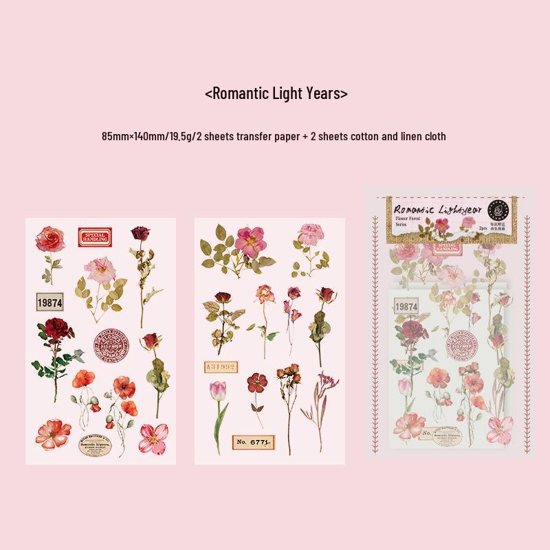 Momo PVC Heat Transfer Stickers - Flower Forest Series for Journal Decoration