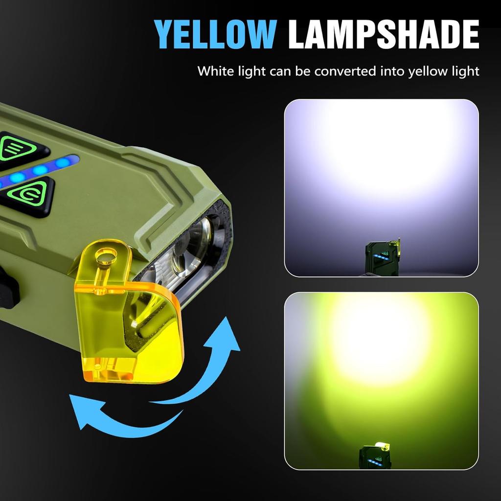 1000 Lumen RGB LED Taschenlampe mit buntem Seitenlicht Wiederaufladbares Arbeitslicht Magnetischer Clip an Tasche Licht Notfall Arbeit