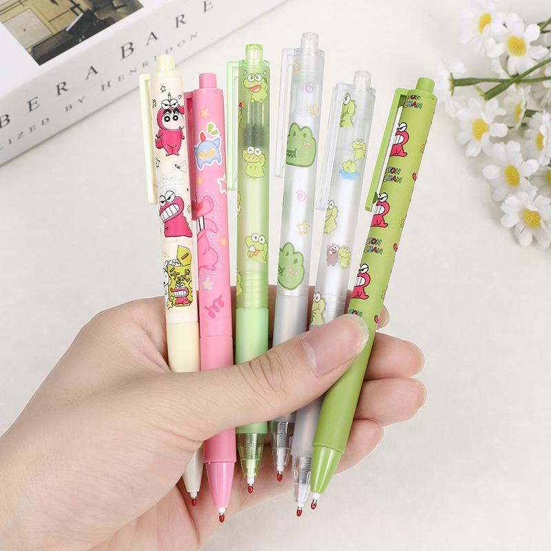 6 Unidades Canetas de Gel Cartoon Fofo Crayon Shin-Chan Escrita Criativa Caneta Suave de Secagem Rápida Papelaria Kawaii Material Escolar Presentes