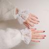 Elegant Lace Sleeves Wrist Cuffs with Artificial Pearls And Bowknot Decors For Daily Outfit Various Event Dressingup