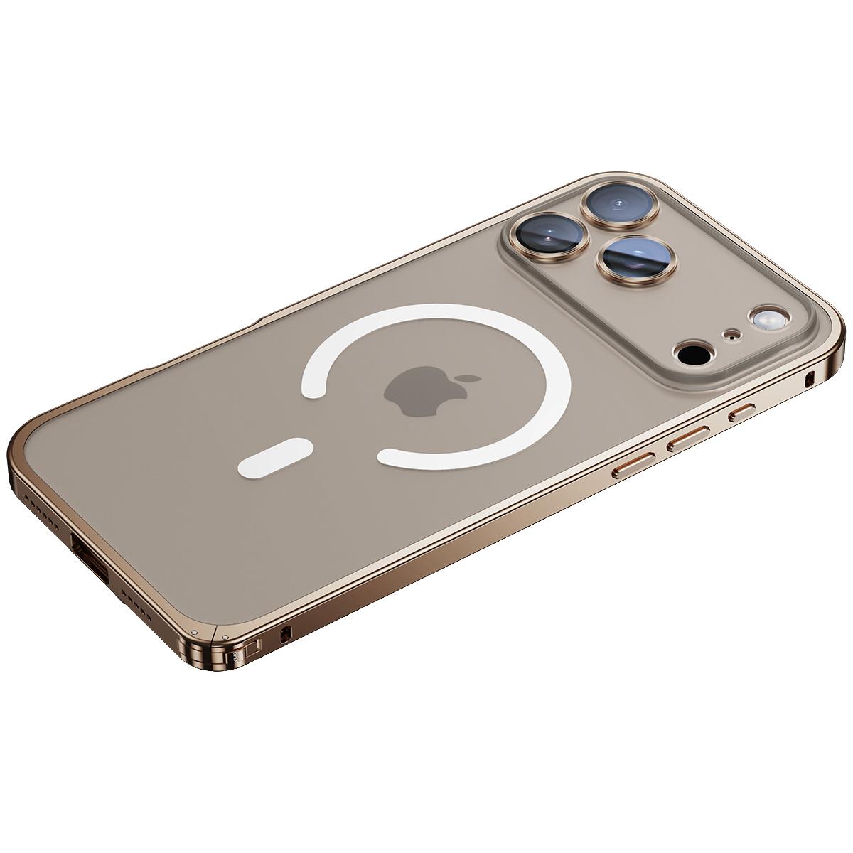 

For iPhone 17 Pro Max Metal Clear Case Compatible with MagSafe Safety Lock Back Cover