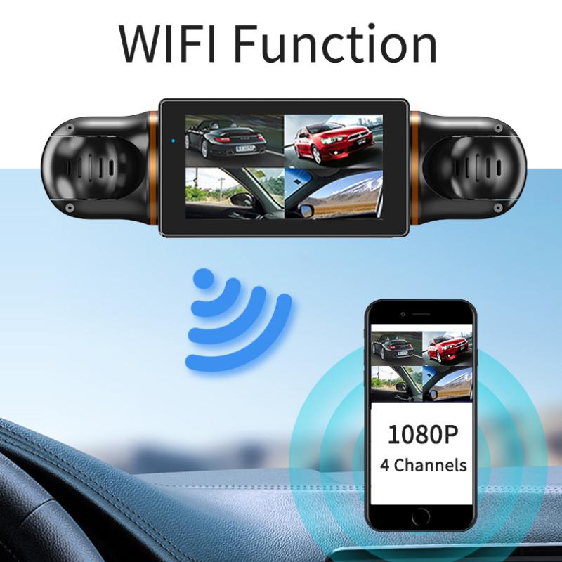 4-kanałowy rejestrator jazdy o wysokiej rozdzielczości 1080P z opcjonalną łącznością mobilną WIFI, pozycjonowaniem GPS, 24-godzinnym monitoringiem parkowania