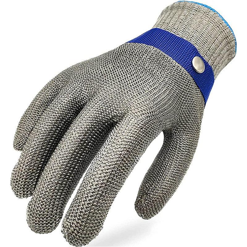 Level 5 Cut-Resistant Kitchen Gloves with Metal Buckle and Steel Wire Protection