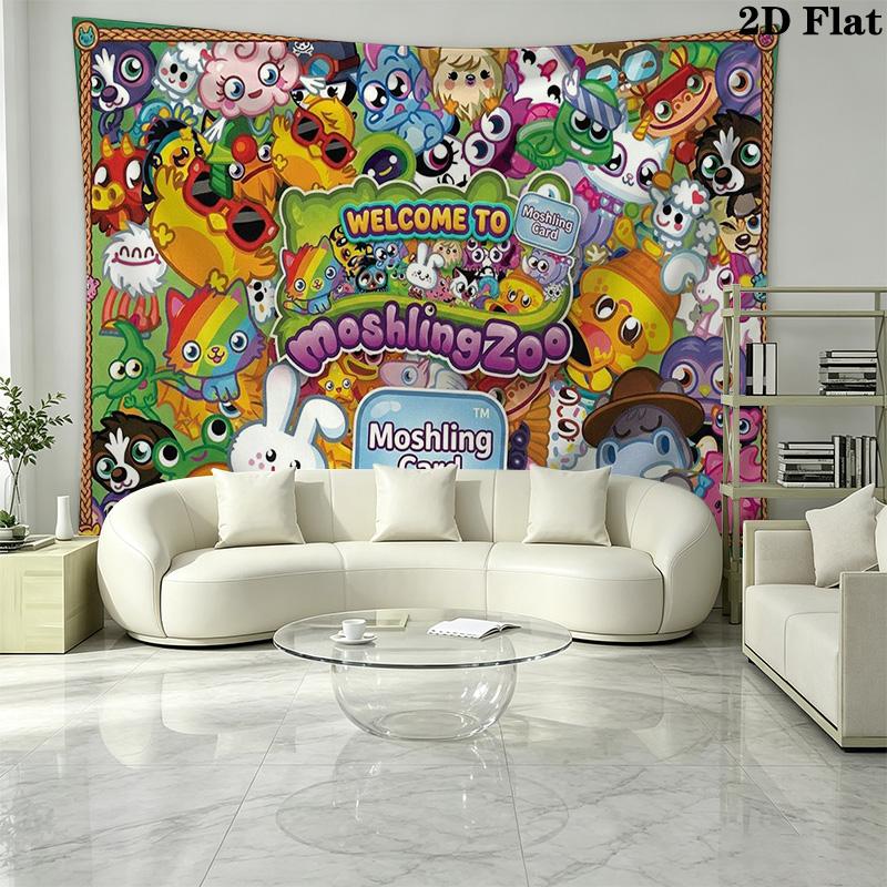 Moshi Monsters Wall Tapestry Aesthetic Wall Hanging Printed Fabric Blanket Decorative Tapestries for Bedroom Living Room Home Decor