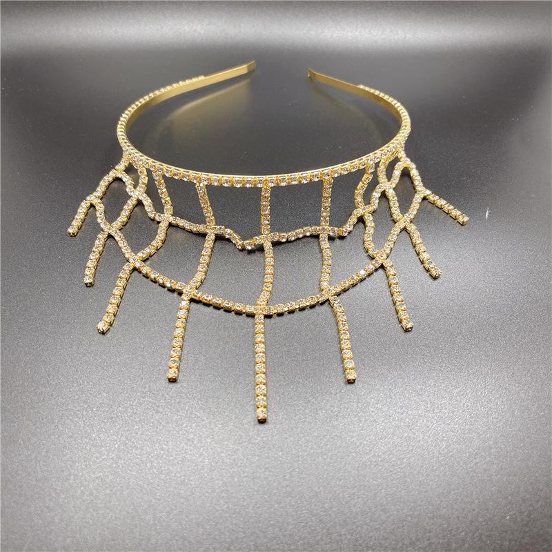 

Аксессуары со стразами для свадьбы невесты, сетчатая повязка на голову с кисточками, аксессуары для волос для танцевальной вечеринки