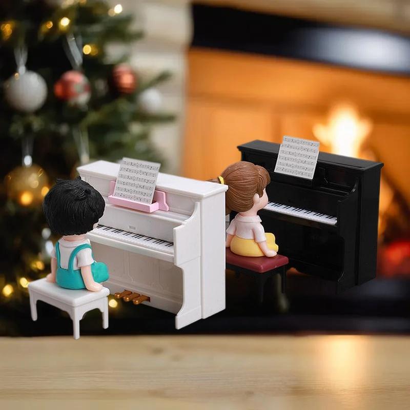 Toy Mini Piano Furniture for Dollhouse, Adorable Simulated Musical Instrument Model for Cute Playhouse Scene