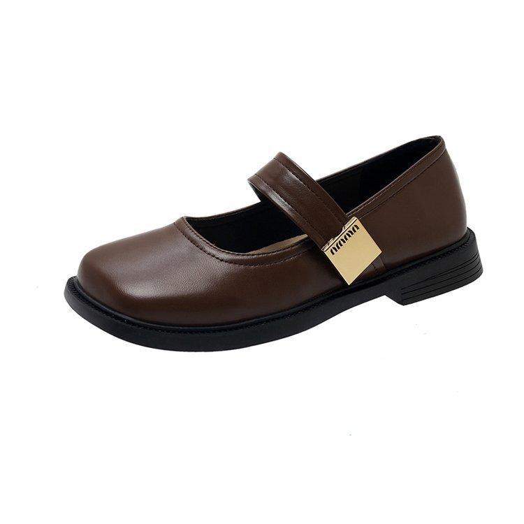 Sandals Women Summer Flat Mary Jane Single Shoes Hundred Gentle Wind Shoes Shoes Black Shoes Fashionable and Comfortable