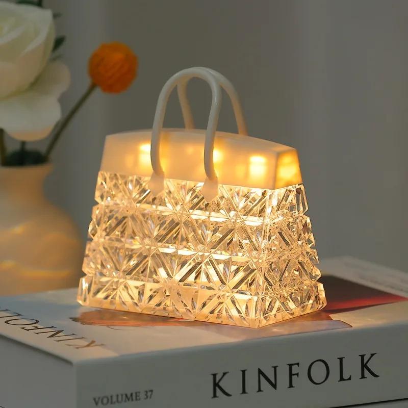Creative Crystal Bag Night Light – Bedside Lamp, Ambient Mood Light, Birthday Gift for Bestie, Desktop Decorative Ornament