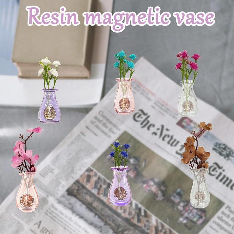 Mini Magnetic Vase Refrigerator Magnet with Magnet Glass Small Vase Kitchen Fridge Decor Creative Magnetic Ornament 3-Pack