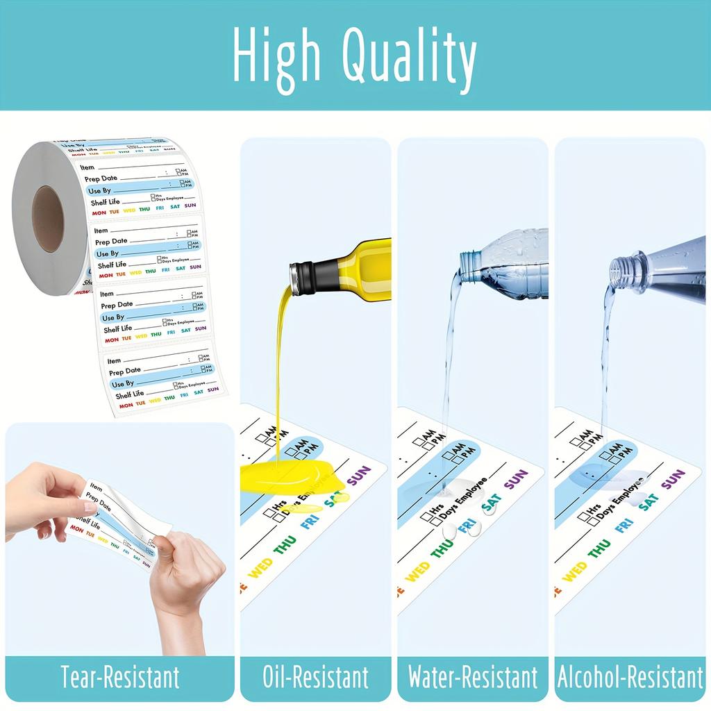 1 Roll Removable Food Storage Labels, Freezer & Pantry Can Stickers for Kitchen Restaurant Jars & Containers