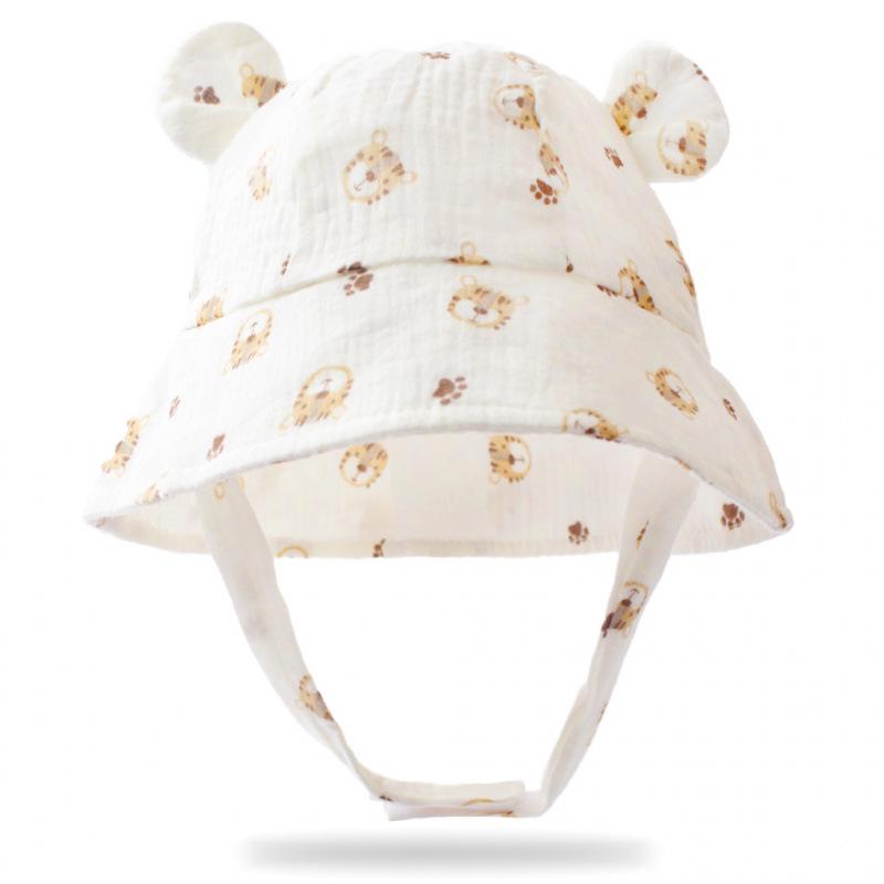 Summer Baby Bunny Ear Sun Hat - Printed Gauze Fisherman Hat for European & American Children