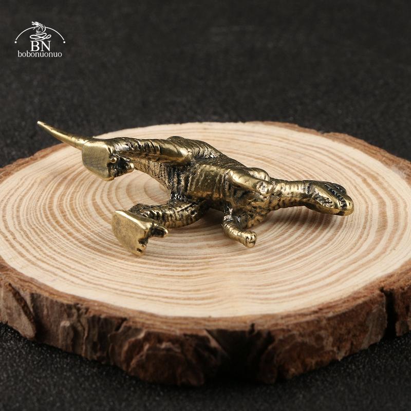 Brass Jurassic Dinosaur Tyrannosaurus Small Statue Office Desktop Ornaments Tea Pets Crafts Animal Figurines Miniatures Toy