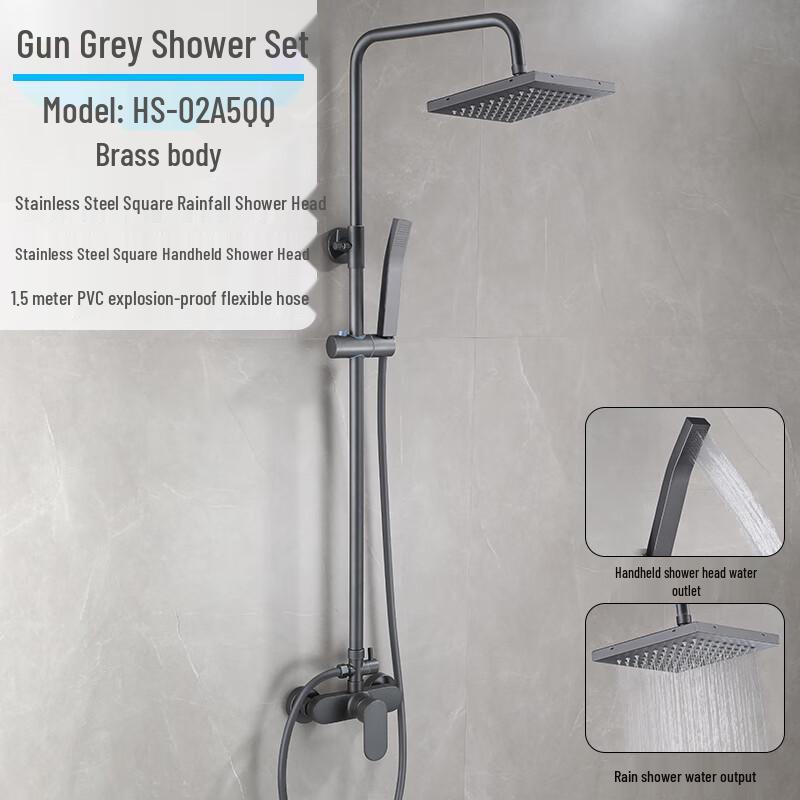 ZISIZ Gunmetal Grey Liftable Shower Faucet System