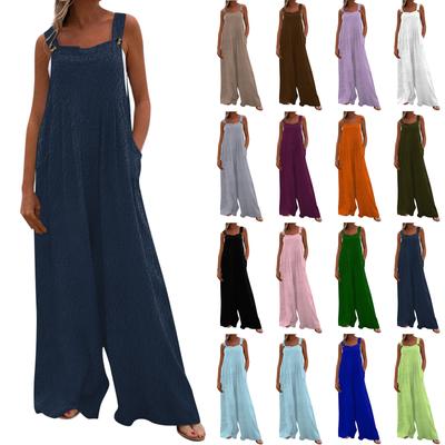 Women's Fashion Casual Loose Pocket Flannel Solid Color Jumpsuit