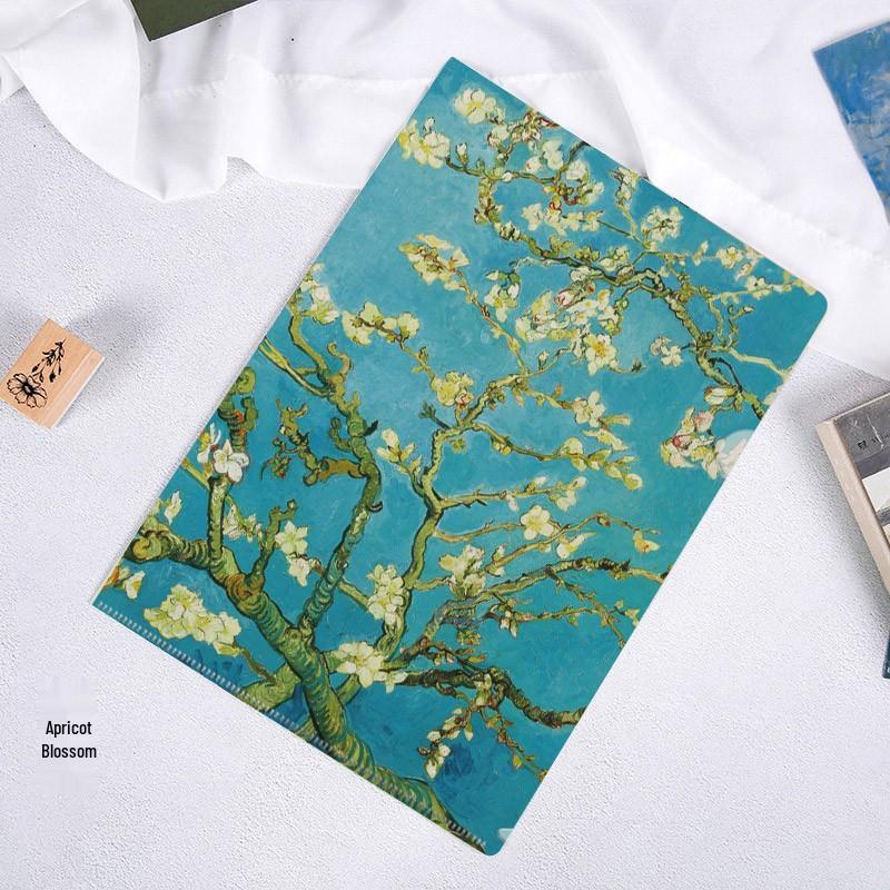 World-Famous Paintings L-Shaped A4 Folder - Monet & Van Gogh Art Design for Students and Office